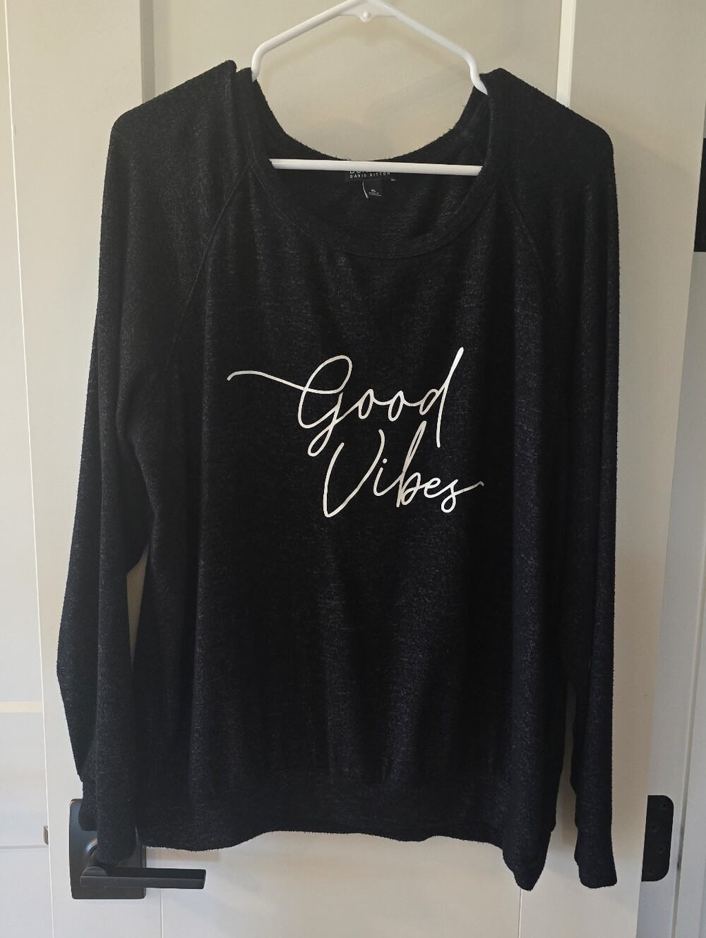 Buffalo David Bitton Black 'Good Vibes' Easy Crewneck Sweater Size XL